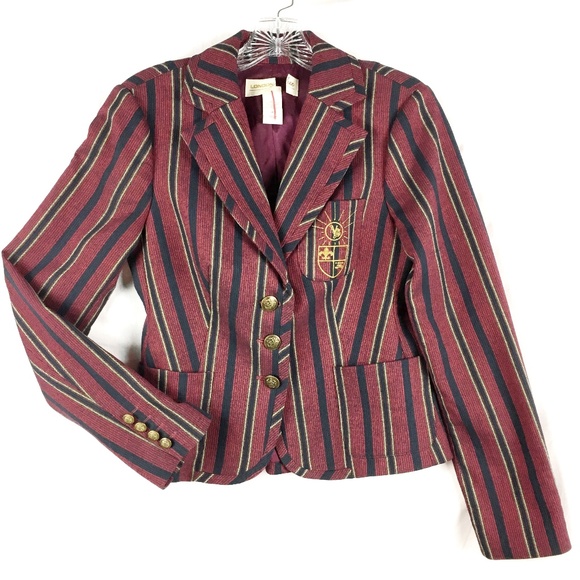 Victoria's Secret Jackets & Blazers - VS London Jean Preppy Blazer Red Navy Gold Size 4